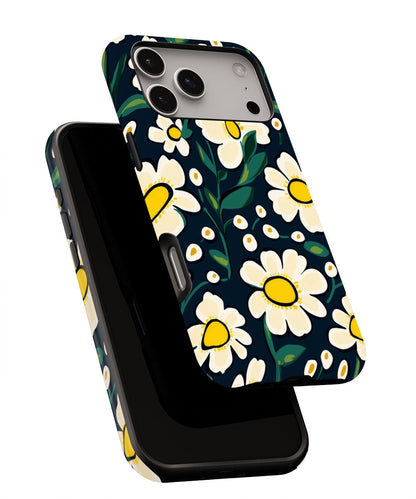 Double-Layer Semi-Handprinted Tough Matte Flowers iPhone Case