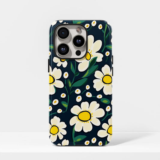 Double-Layer Semi-Handprinted Tough Matte Flowers iPhone Case