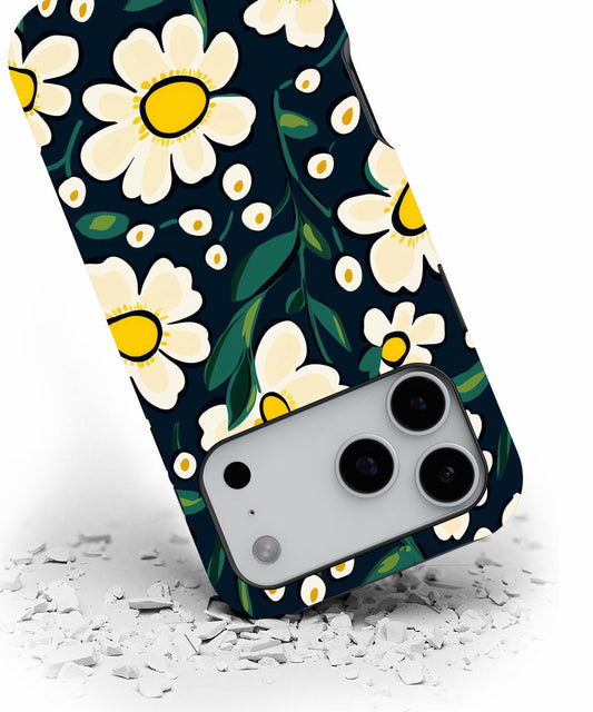 Double-Layer Semi-Handprinted Tough Matte Flowers iPhone Case