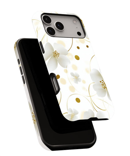 Double-Layer Semi-Handprinted Tough Matte Flowers iPhone Case