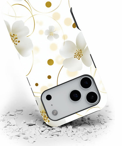 Double-Layer Semi-Handprinted Tough Matte Flowers iPhone Case