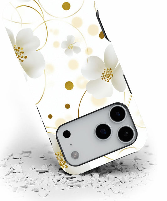 Double-Layer Semi-Handprinted Tough Matte Flowers iPhone Case