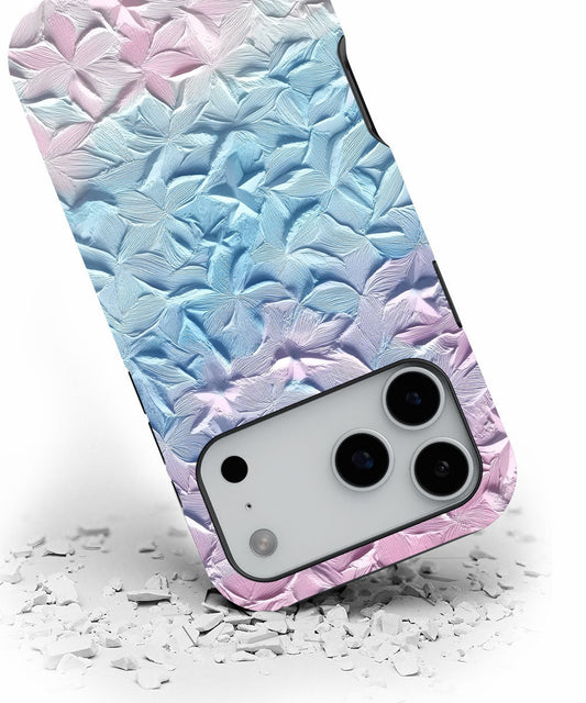 Double-Layer Semi-Handprinted Tough Matte Flowers iPhone Case
