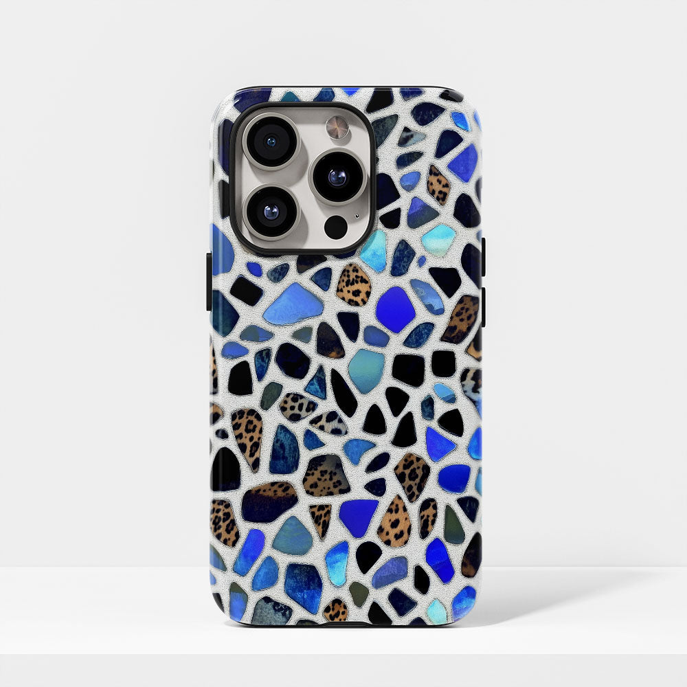 Double-Layer Semi-Handprinted Tough Matte Leopard Print iPhone Case
