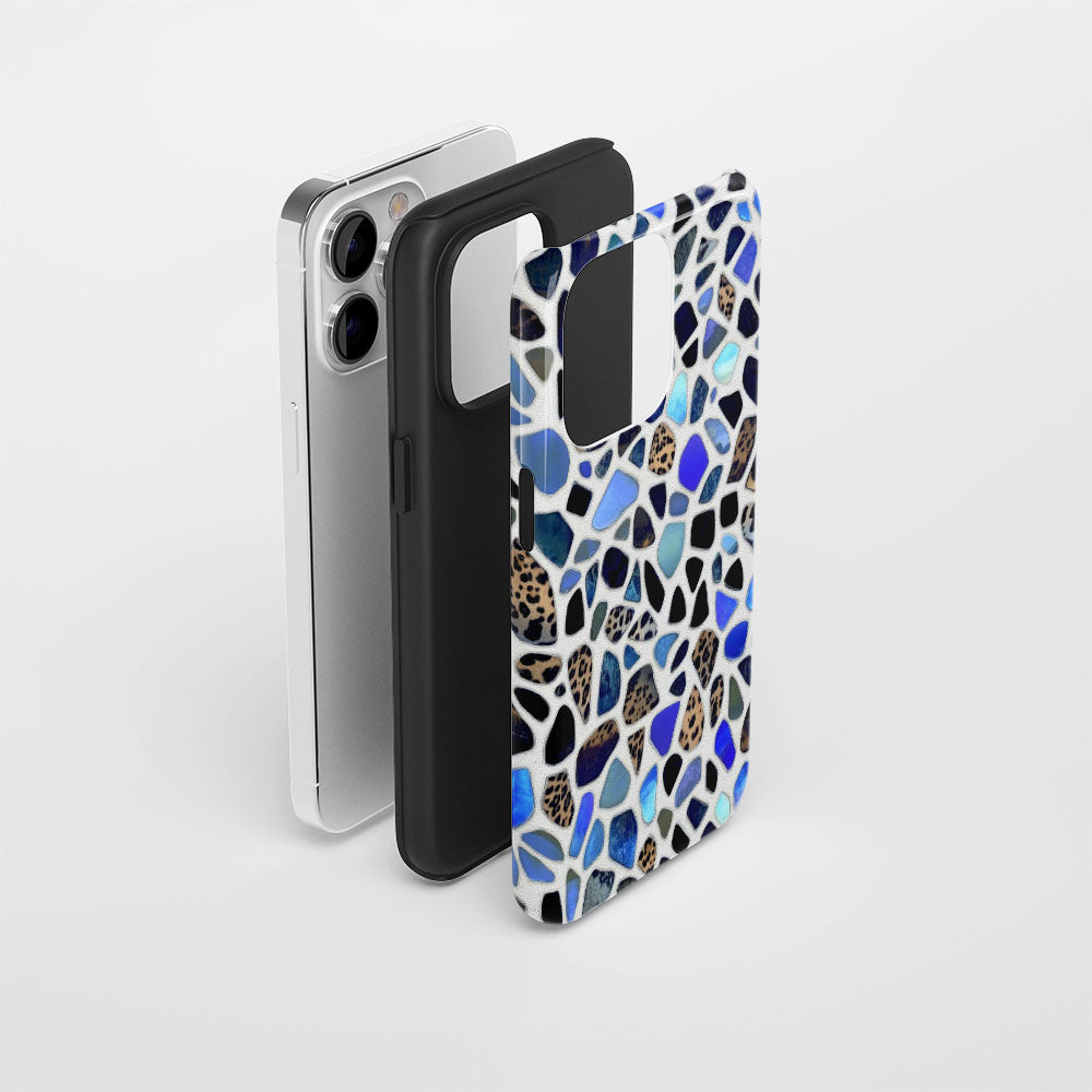 Double-Layer Semi-Handprinted Tough Matte Leopard Print iPhone Case
