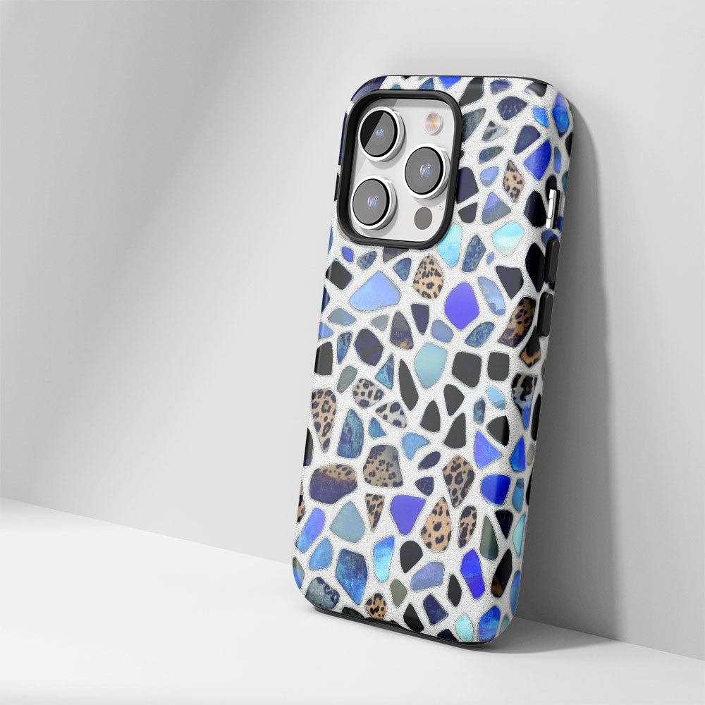 Double-Layer Semi-Handprinted Tough Matte Leopard Print iPhone Case