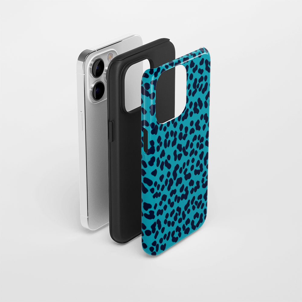 Double-Layer Semi-Handprinted Tough Matte Leopard Print iPhone Case