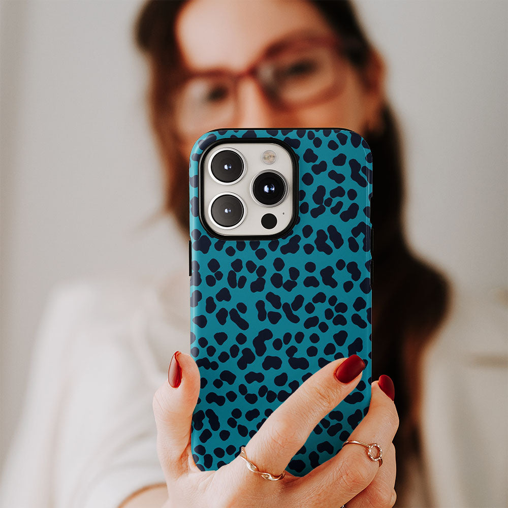 Double-Layer Semi-Handprinted Tough Matte Leopard Print iPhone Case