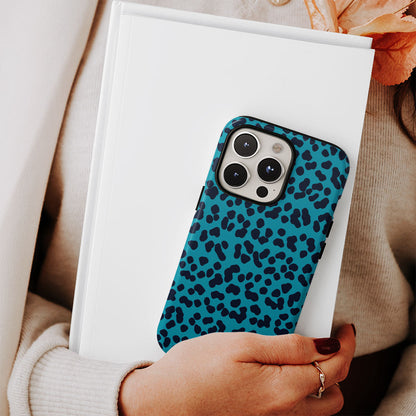 Double-Layer Semi-Handprinted Tough Matte Leopard Print iPhone Case