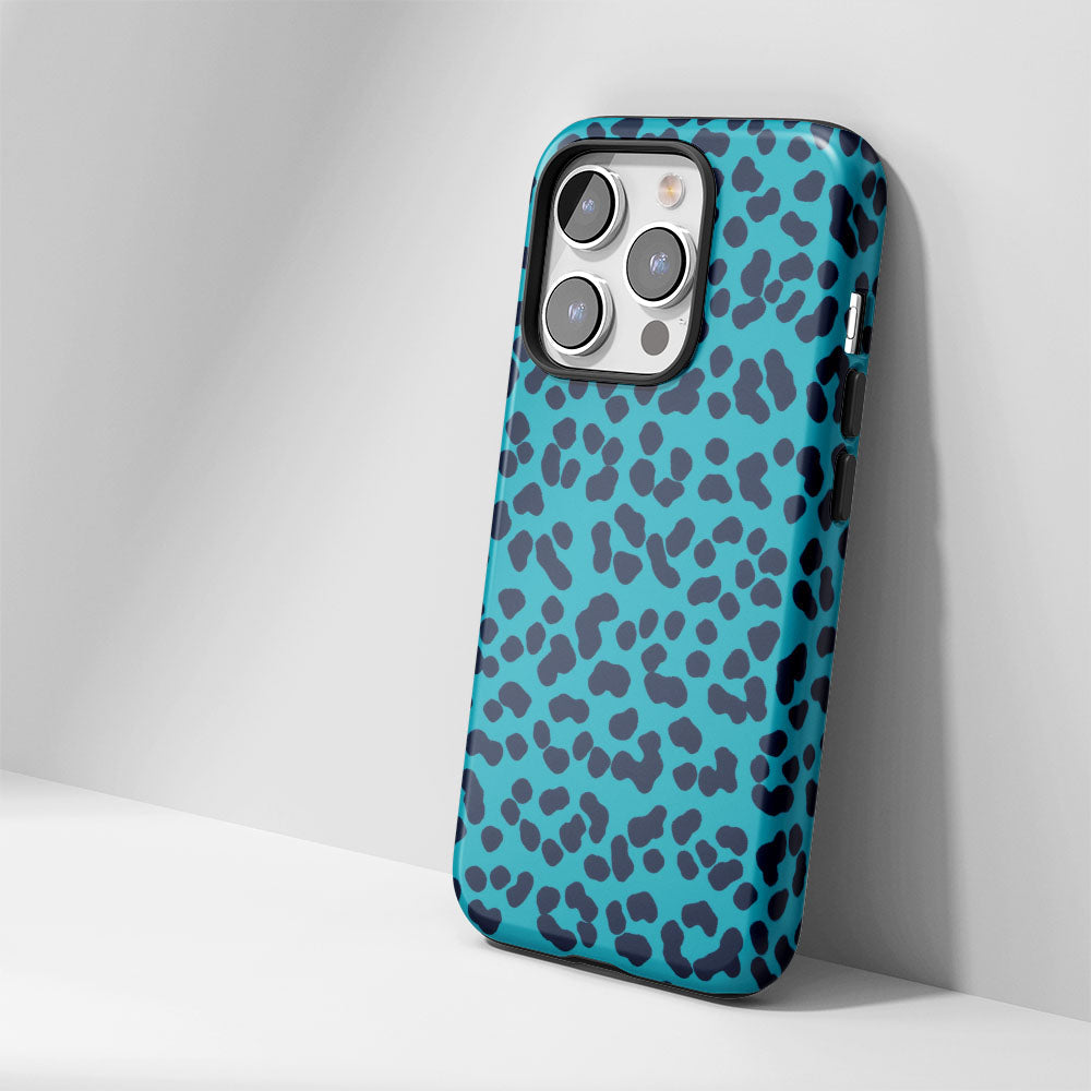 Double-Layer Semi-Handprinted Tough Matte Leopard Print iPhone Case