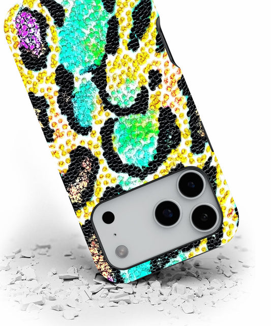 Double-Layer Semi-Handprinted Tough Matte Leopard Print iPhone Case