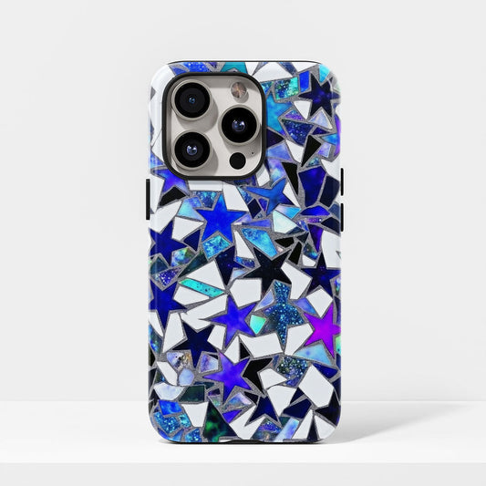 Double-Layer Semi-Handprinted Tough Matte Stars iPhone Case