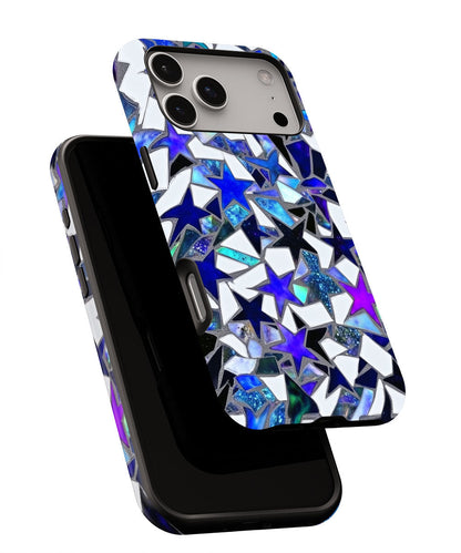 Double-Layer Semi-Handprinted Tough Matte Stars iPhone Case
