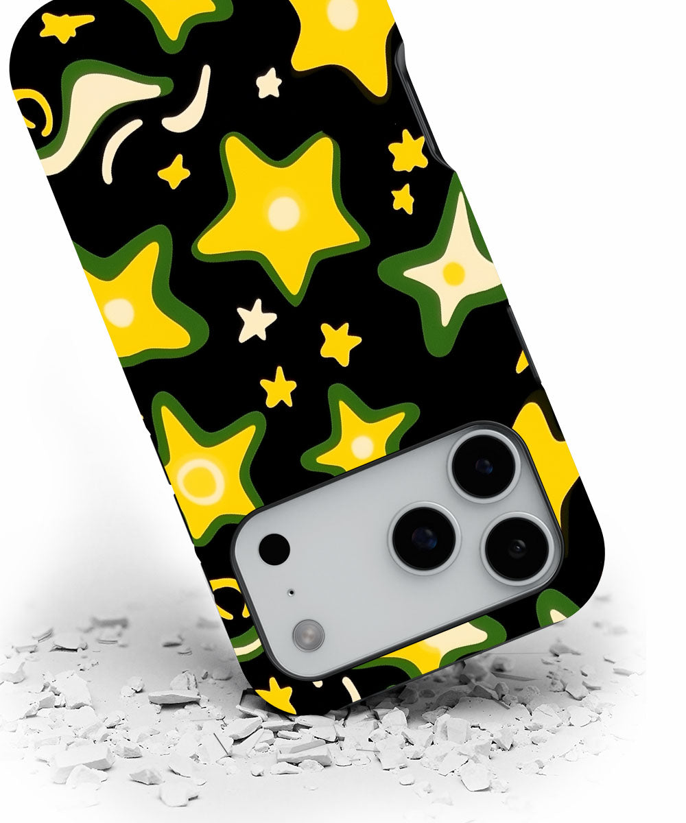 Double-Layer Semi-Handprinted Tough Matte Stars iPhone Case