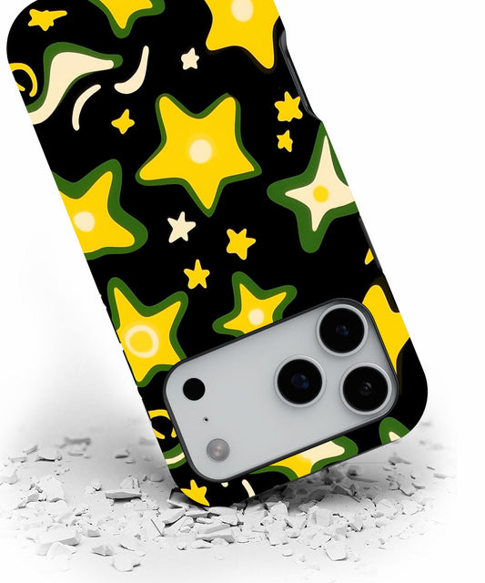 Double-Layer Semi-Handprinted Tough Matte Stars iPhone Case