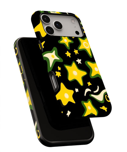 Double-Layer Semi-Handprinted Tough Matte Stars iPhone Case