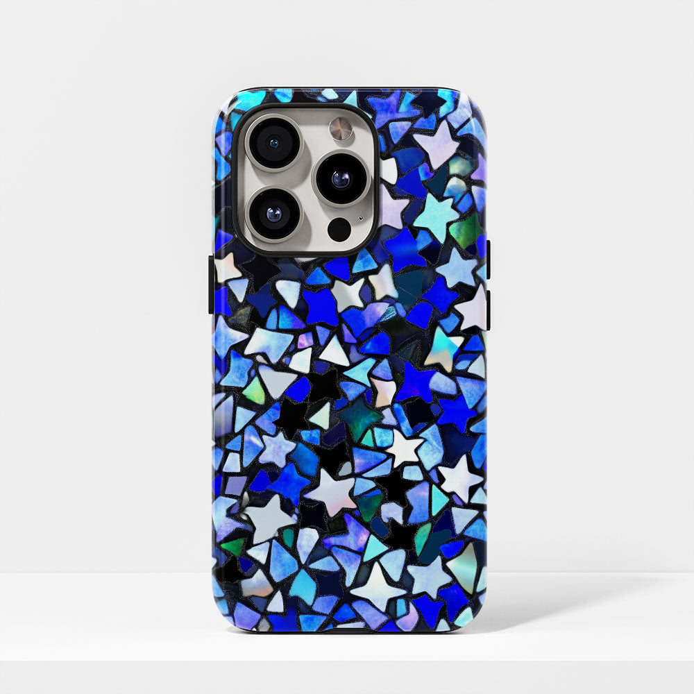 Double-Layer Semi-Handprinted Tough Matte Stars iPhone Case