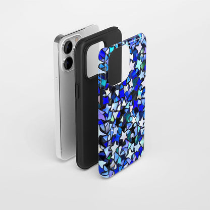 Double-Layer Semi-Handprinted Tough Matte Stars iPhone Case