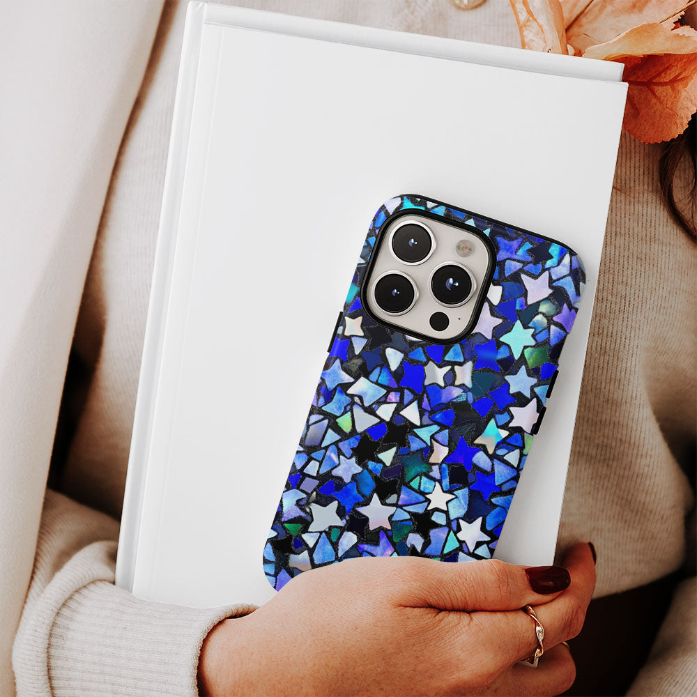 Double-Layer Semi-Handprinted Tough Matte Stars iPhone Case