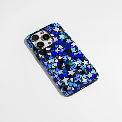 Double-Layer Semi-Handprinted Tough Matte Stars iPhone Case