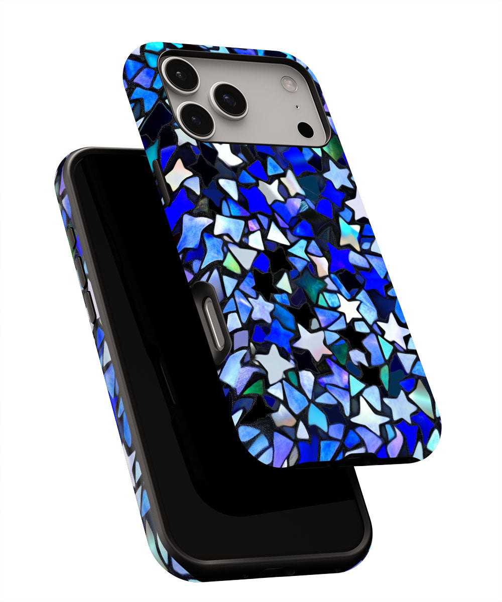 Double-Layer Semi-Handprinted Tough Matte Stars iPhone Case