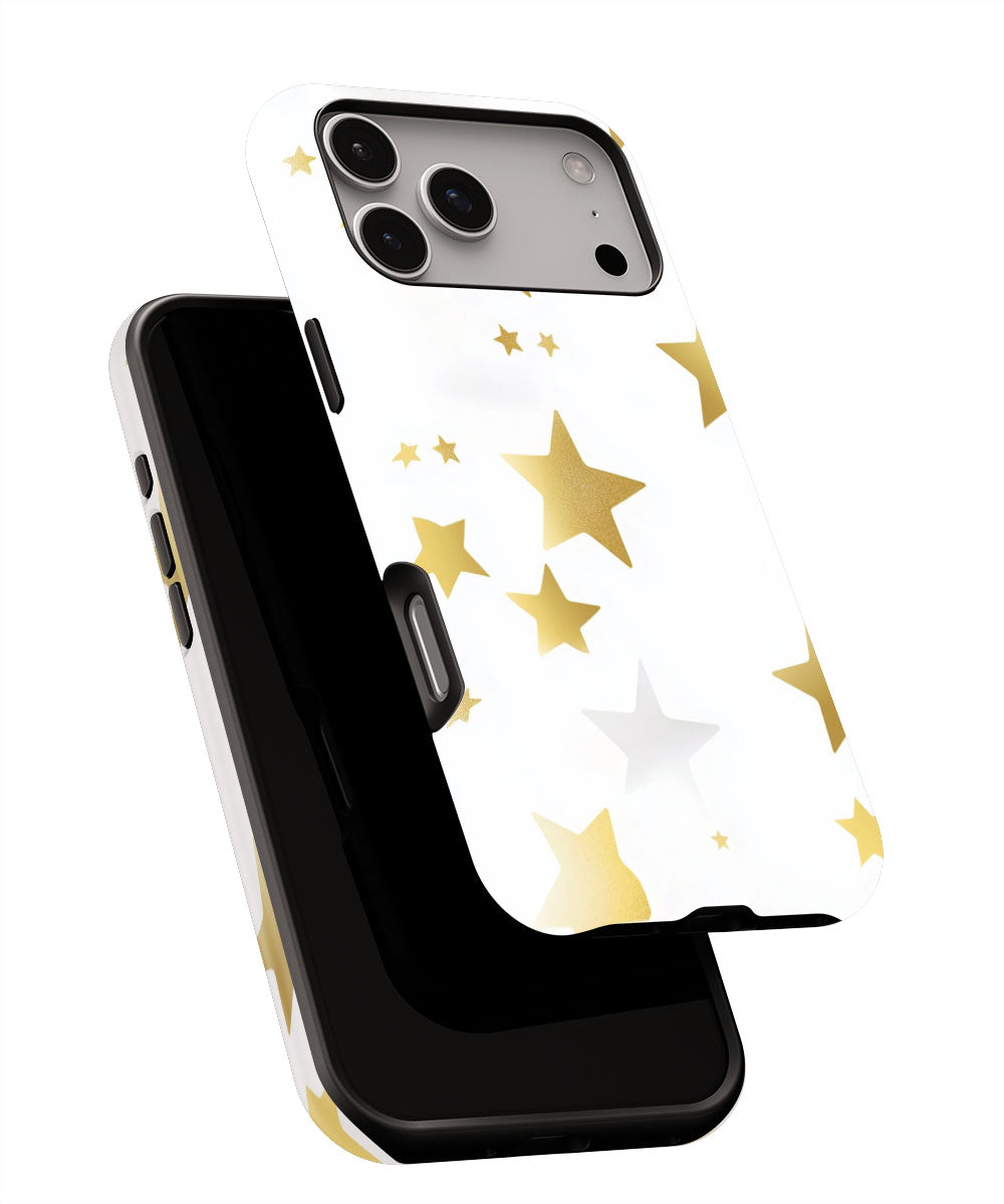 Double-Layer Semi-Handprinted Tough Matte Stars iPhone Case
