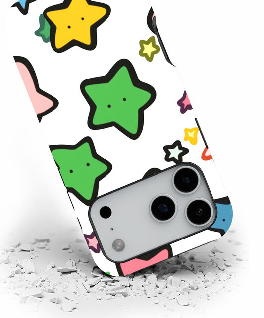 Double-Layer Semi-Handprinted Tough Matte Stars iPhone Case