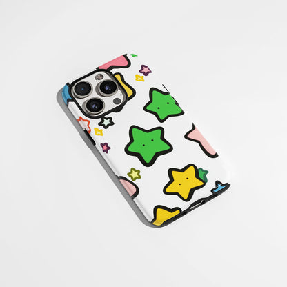 Double-Layer Semi-Handprinted Tough Matte Stars iPhone Case