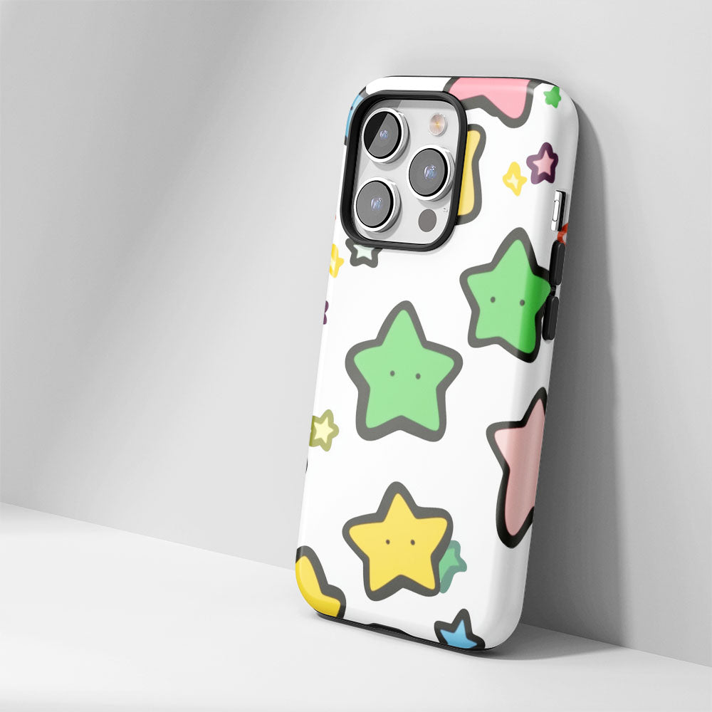 Double-Layer Semi-Handprinted Tough Matte Stars iPhone Case