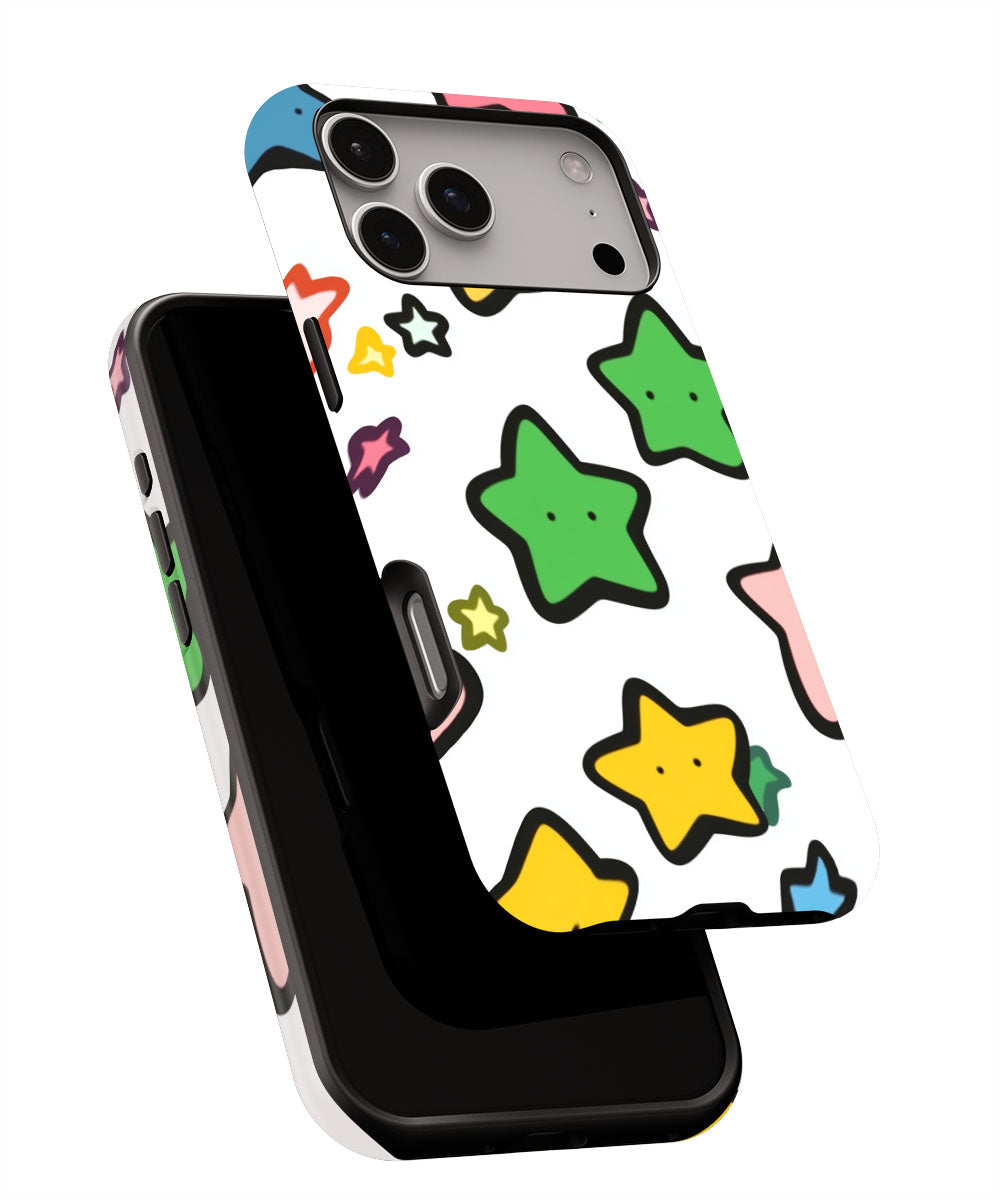 Double-Layer Semi-Handprinted Tough Matte Stars iPhone Case