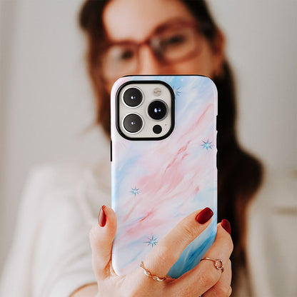 Double-Layer Semi-Handprinted Tough Matte Stars iPhone Case