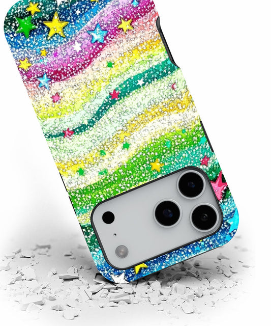 Double-Layer Semi-Handprinted Tough Matte Stars iPhone Case