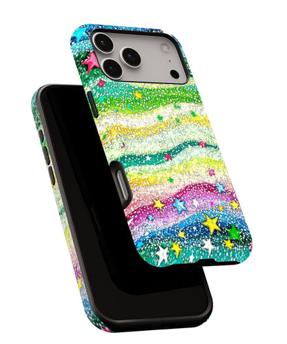 Double-Layer Semi-Handprinted Tough Matte Stars iPhone Case