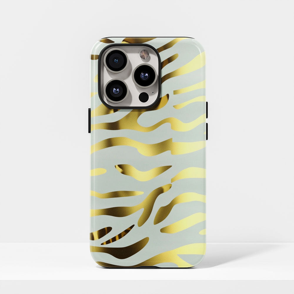 Double-Layer Semi-Handprinted Tough Matte Tiger Stripes iPhone Case