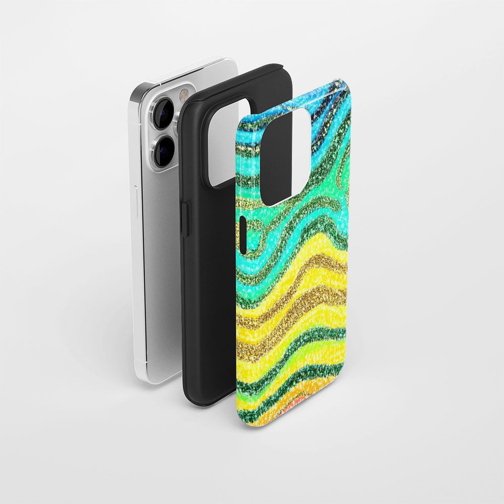 Double-Layer Semi-Handprinted Tough Matte Tiger Stripes iPhone Case