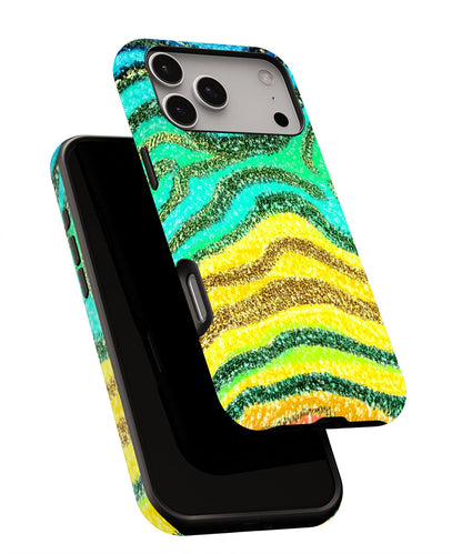 Double-Layer Semi-Handprinted Tough Matte Tiger Stripes iPhone Case