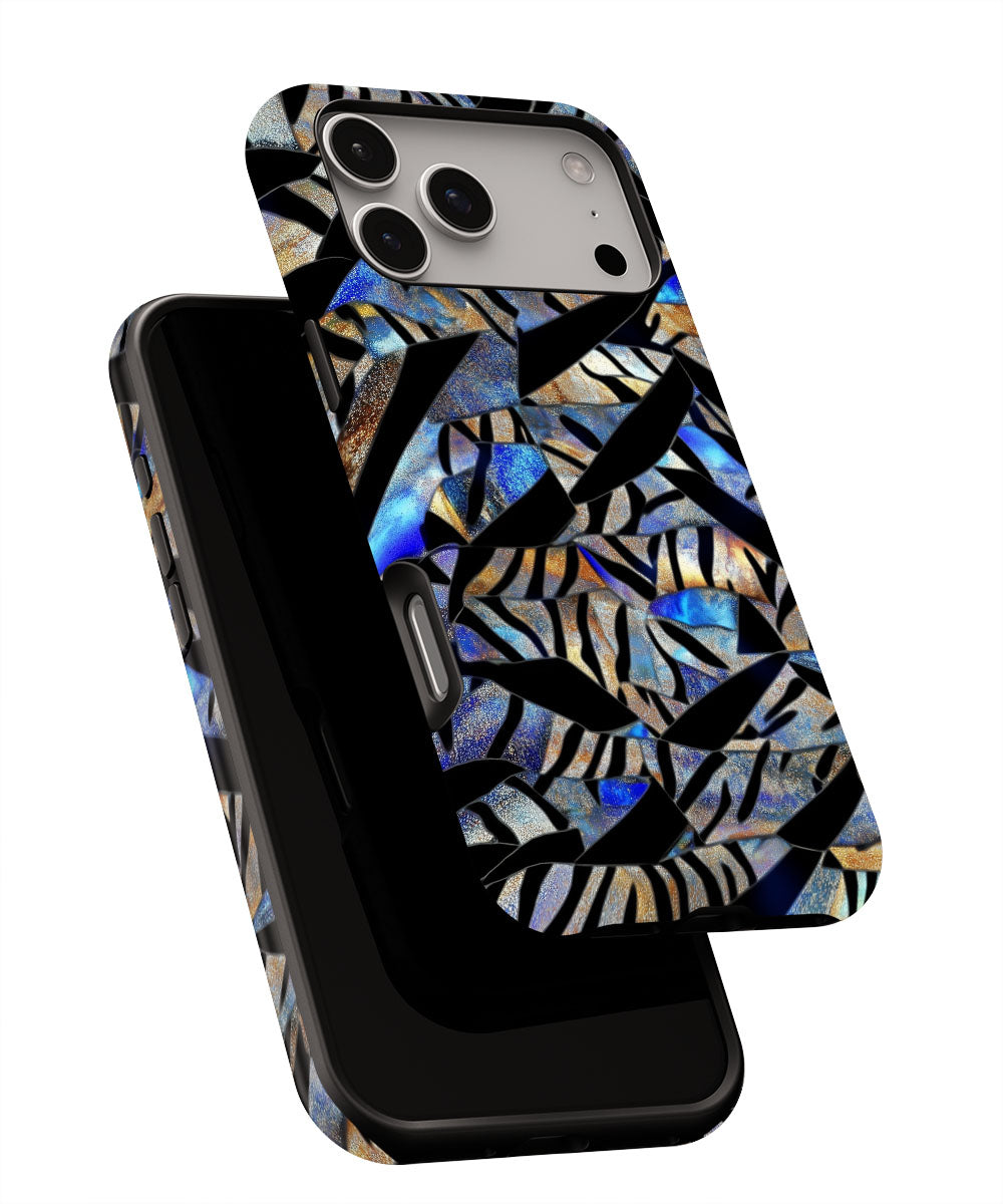 Double-Layer Semi-Handprinted Tough Matte Tiger Stripes iPhone Case