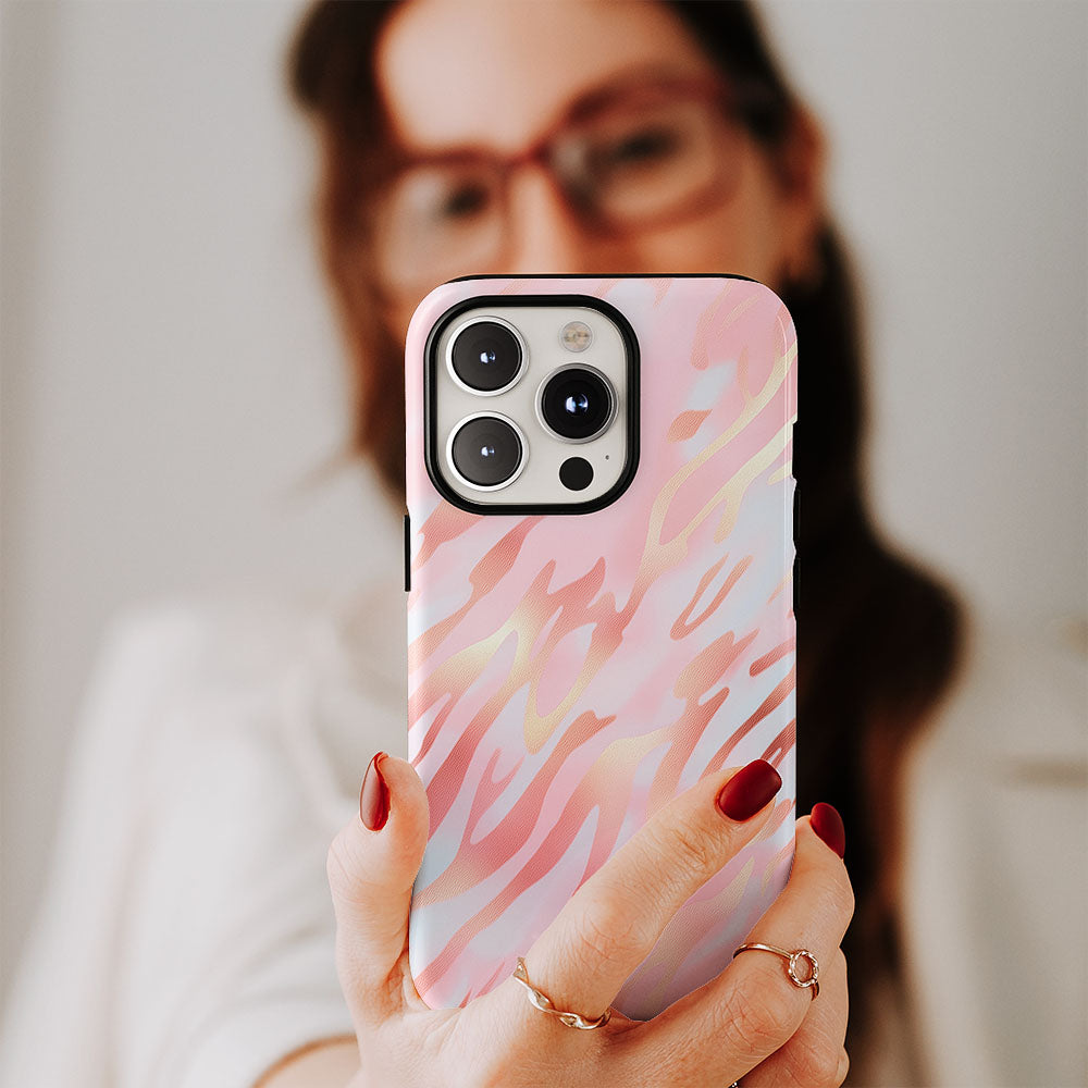 Double-Layer Semi-Handprinted Tough Matte Tiger Stripes iPhone Case