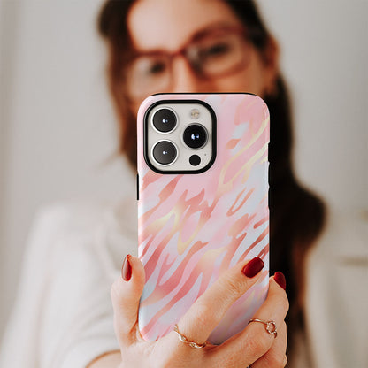 Double-Layer Semi-Handprinted Tough Matte Tiger Stripes iPhone Case