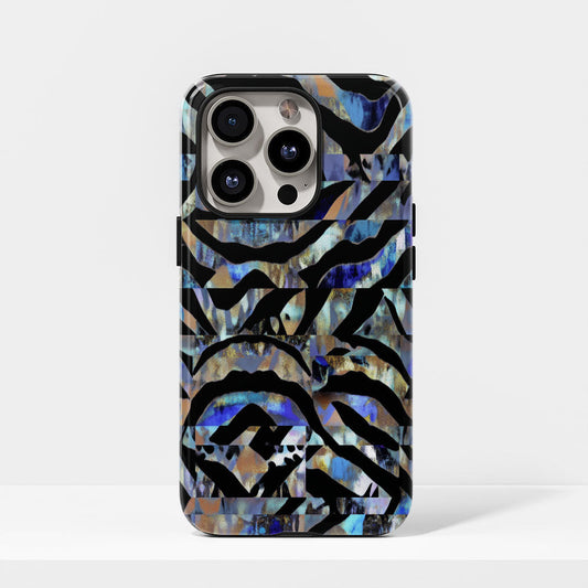 Double-Layer Semi-Handprinted Tough Matte Tiger Stripes iPhone Case