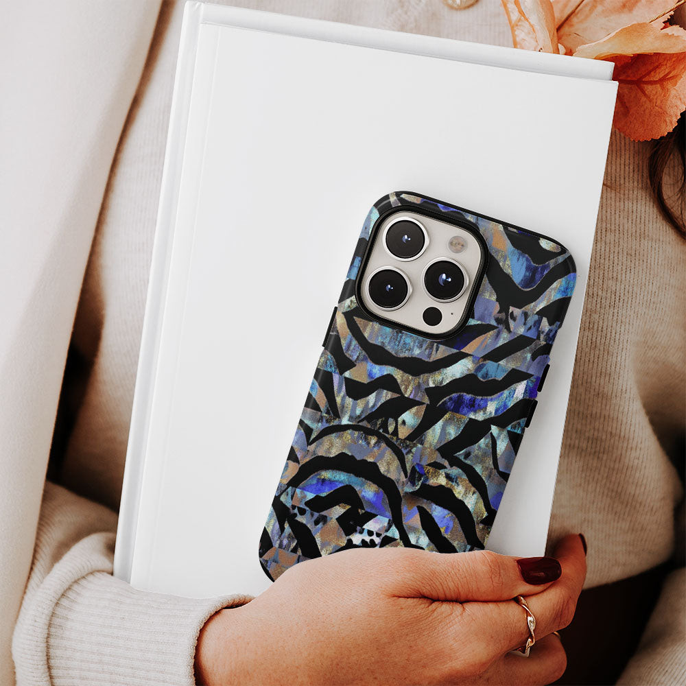 Double-Layer Semi-Handprinted Tough Matte Tiger Stripes iPhone Case