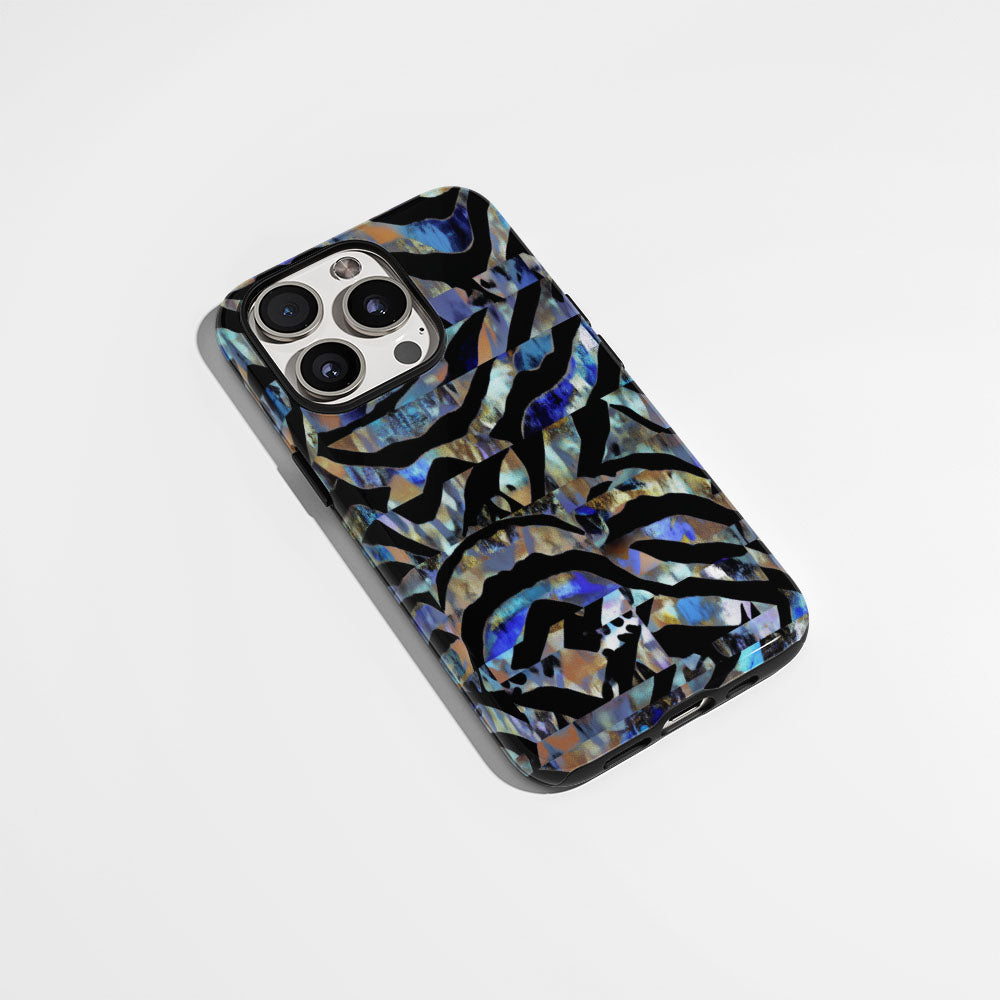 Double-Layer Semi-Handprinted Tough Matte Tiger Stripes iPhone Case