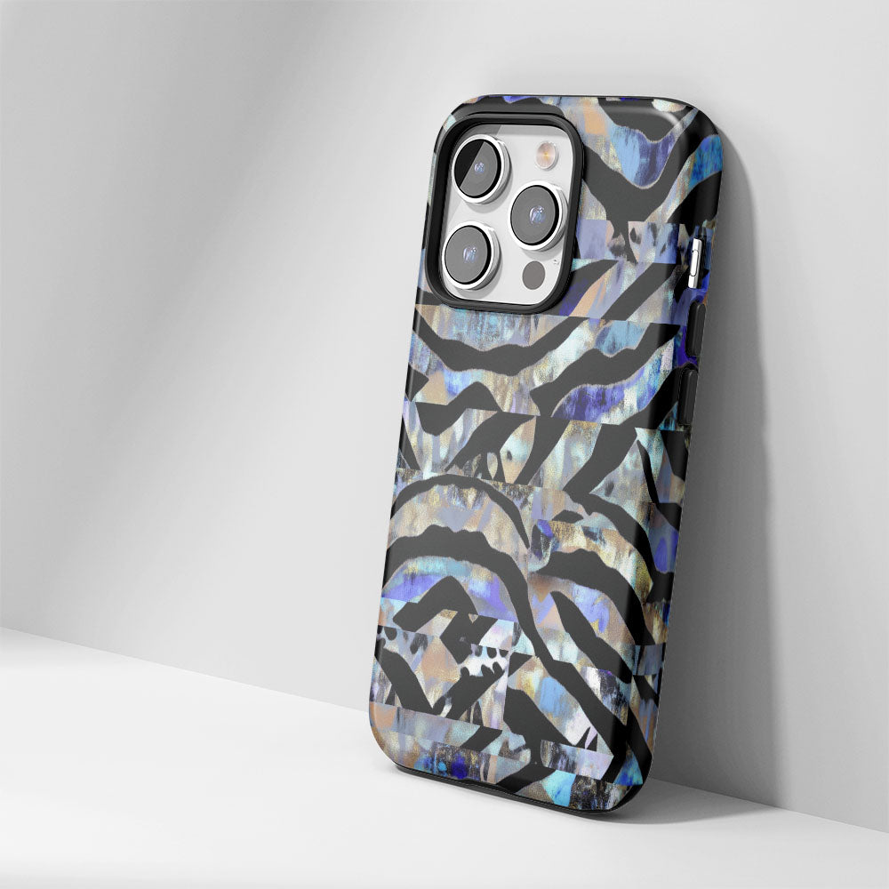 Double-Layer Semi-Handprinted Tough Matte Tiger Stripes iPhone Case