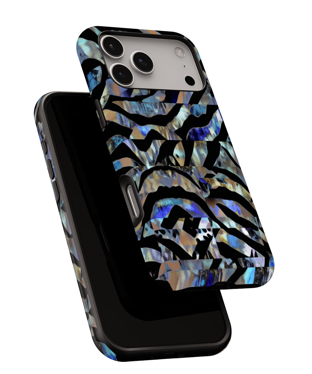 Double-Layer Semi-Handprinted Tough Matte Tiger Stripes iPhone Case