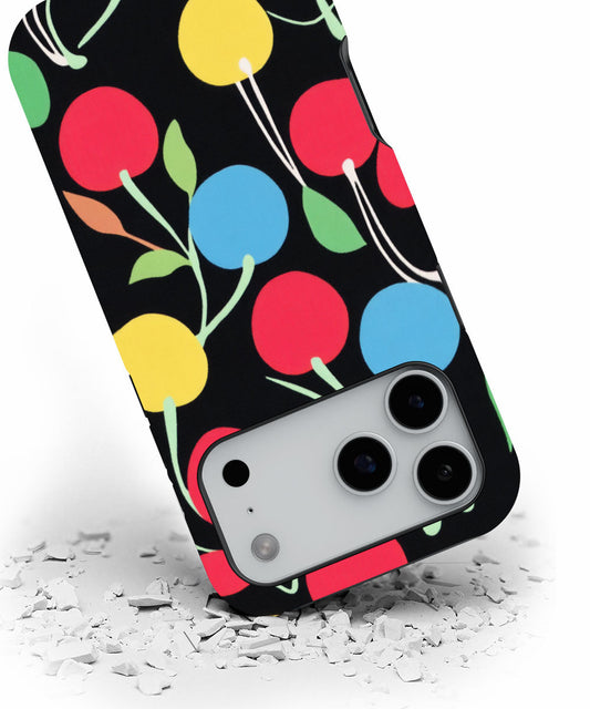 Double-Layer Semi-Handprinted Tough Matte Cherries iPhone Case
