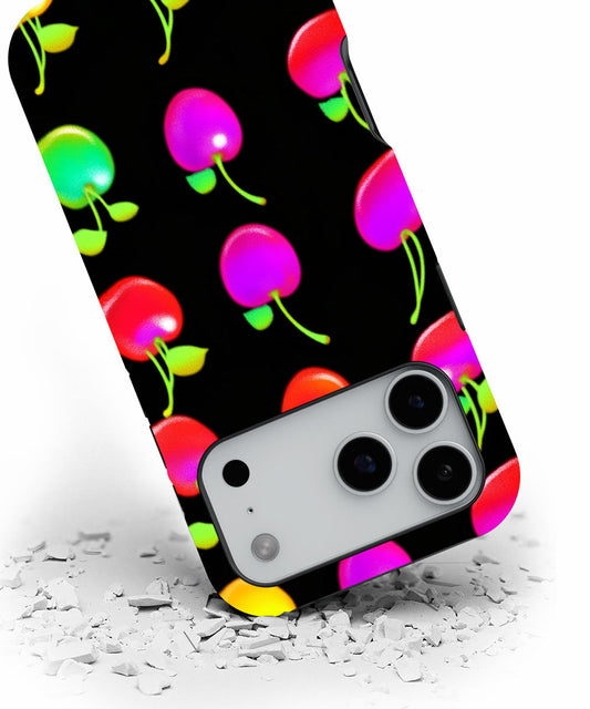 Double-Layer Semi-Handprinted Tough Matte Cherries iPhone Case