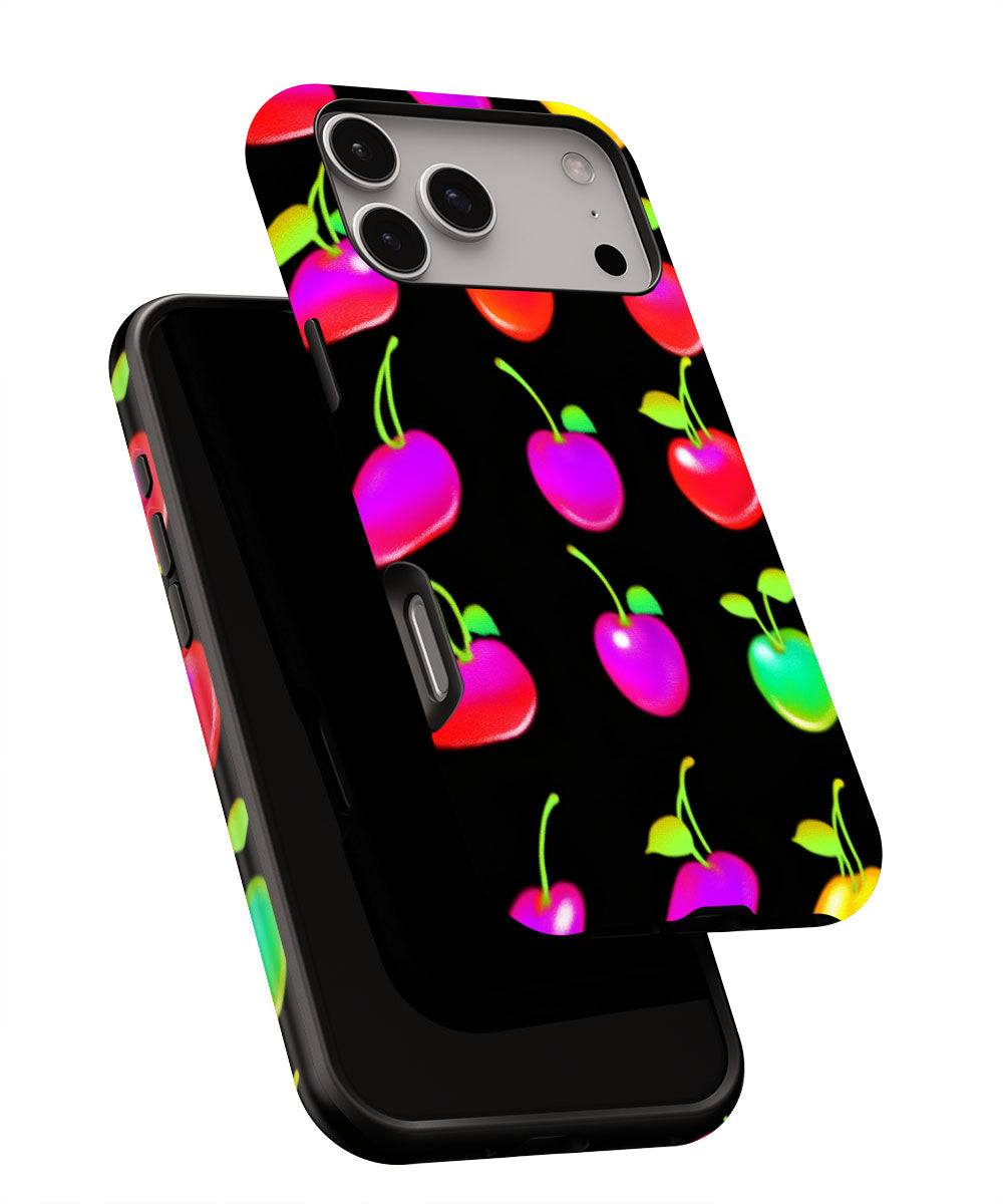 Double-Layer Semi-Handprinted Tough Matte Cherries iPhone Case