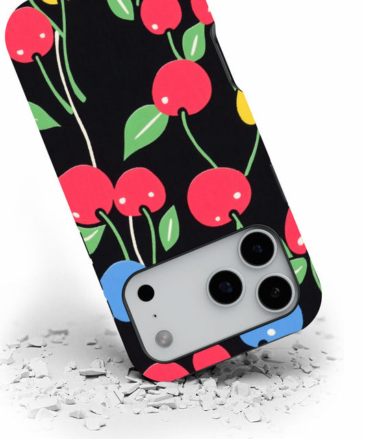 Double-Layer Semi-Handprinted Tough Matte Cherries iPhone Case