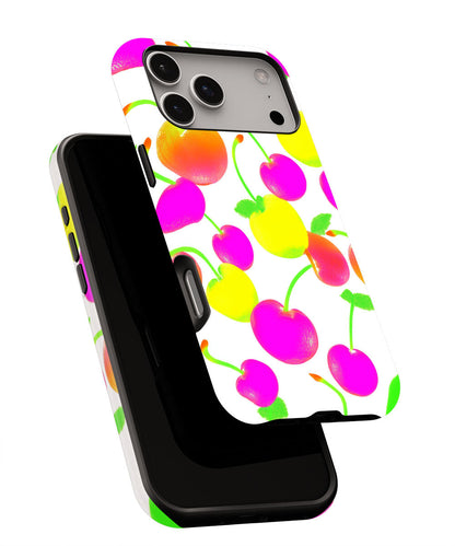 Double-Layer Semi-Handprinted Tough Matte Cherries iPhone Case