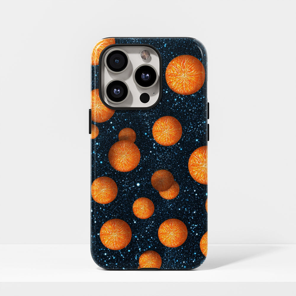 Double-Layer Semi-Handprinted Tough Matte Galaxy Orange iPhone Case